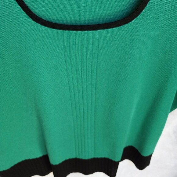 Ming Wang Tank Top Stretch Knitted Ribbed Bottom Edging Side Slits Black Green L - Picture 6 of 13
